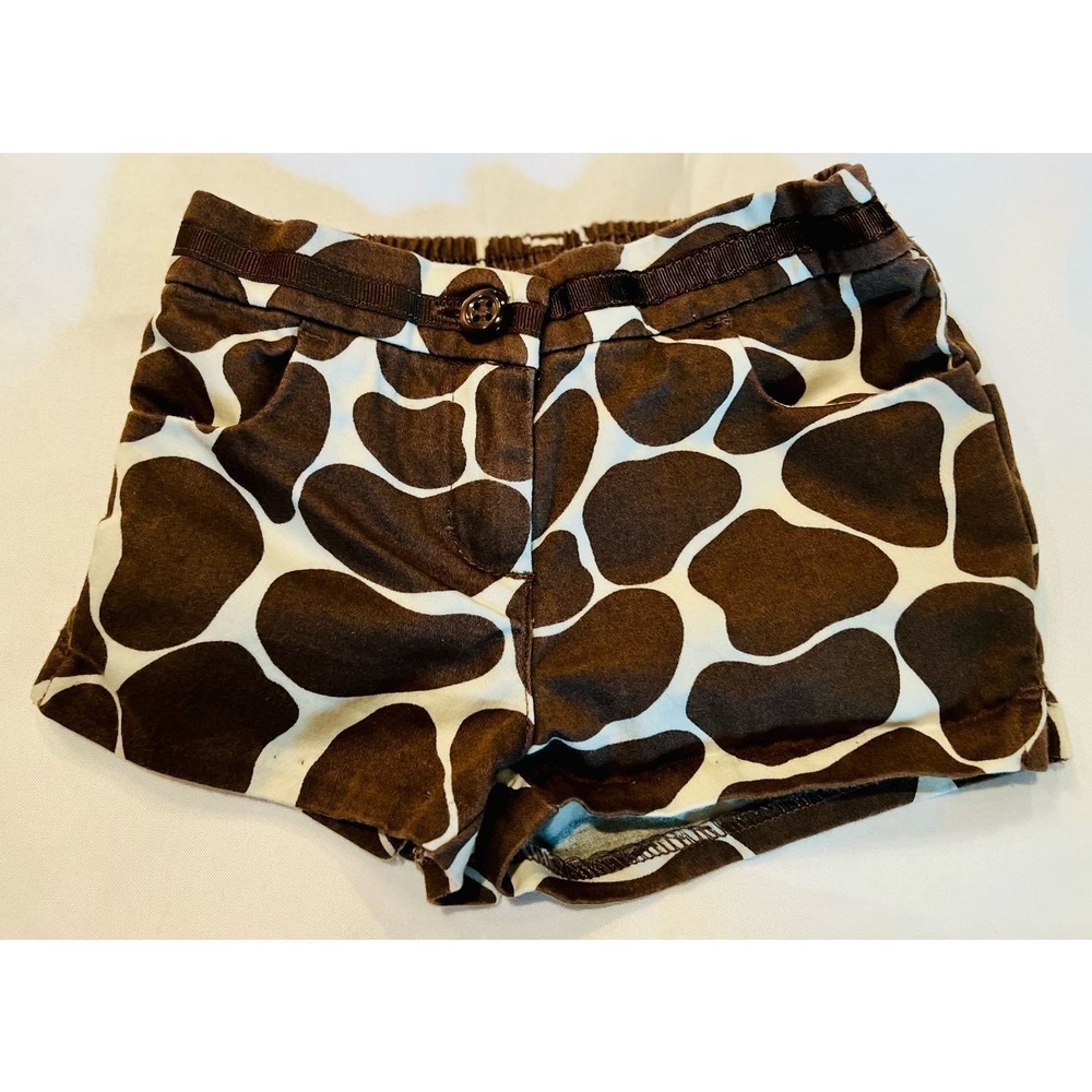 Janie & Jack giraffe print chino shorts, baby girls size 3-6 months